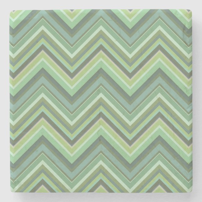 Oliven Green Zigzag Steinuntersetzer (Vorderseite)