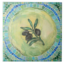 "Oliven", große (6" x 6") Keramik-Fliese