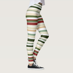Oliven, grün und rot Streifen Leggings