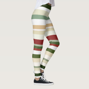 Oliven, grün und rot Streifen Leggings