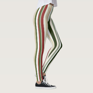 Oliven, grün und rot Streifen Leggings