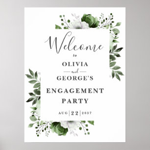 Oliven-grüne Floral Engagement Party Willkommenssc Poster
