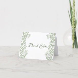 Oliven-grüne Hochzeit Vintage-Botanik Dankeskarte