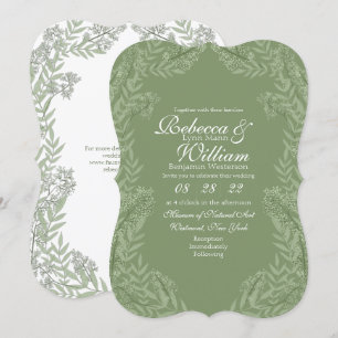 Oliven-grüne Hochzeit Vintage-Botanik Einladung