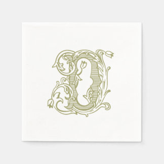 Oliven-grüne Monogramm-Cocktailservietten "D" Serviette