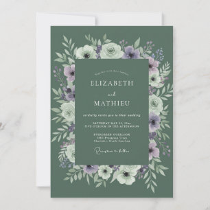 Oliven-Lavendel-Aquarell-Hochzeit Einladung