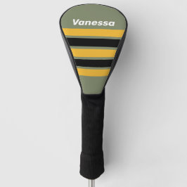 Oliven-Nachtlicht über Streifen mit Namen Golf Headcover