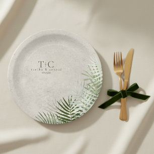Oliven-Oase Palmwedel auf Stein ID1324 Pappteller