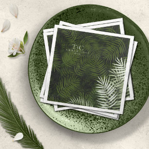 Oliven-Oase Palmwedel-Randmuster ID1324 Serviette