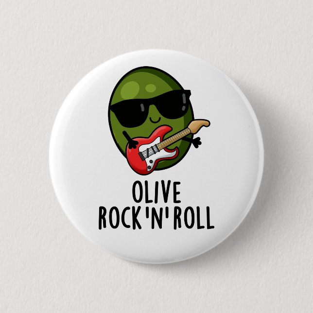 Oliven-Rock und Roll-Niedlicher Rocker-Oliven-Pupp Button (Vorderseite)