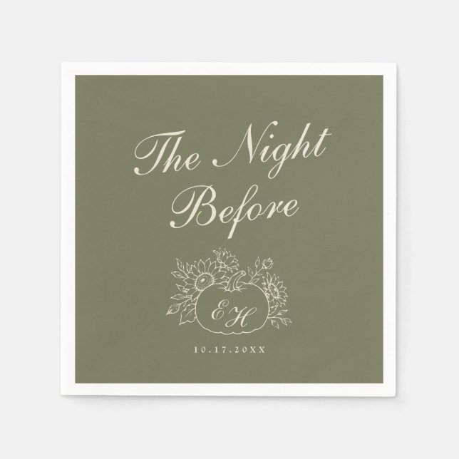 Oliven-Salbei-Monogramm-Probe-Dinner-Servietten Serviette (Vorderseite)