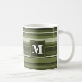 Oliven-Streifen in Monogramm Kaffeetasse