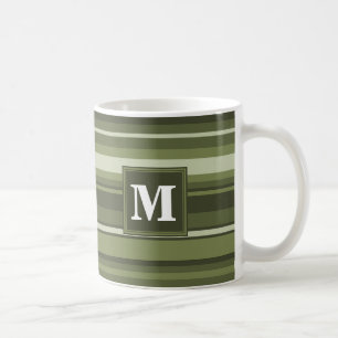 Oliven-Streifen in Monogramm Kaffeetasse