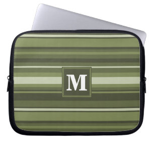Oliven-Streifen in Monogramm Laptopschutzhülle