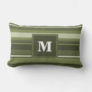 Oliven-Streifen in Monogramm Lendenkissen