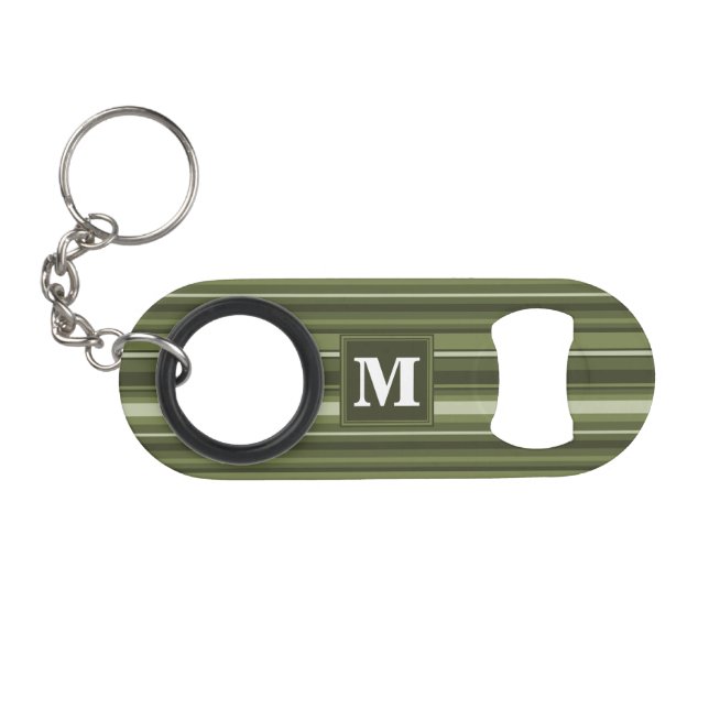 Oliven-Streifen in Monogramm Mini Flaschenöffner (Vorderseite (Horizontal))