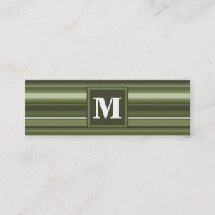 Oliven-Streifen in Monogramm Mini Visitenkarte