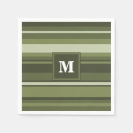 Oliven-Streifen in Monogramm Serviette