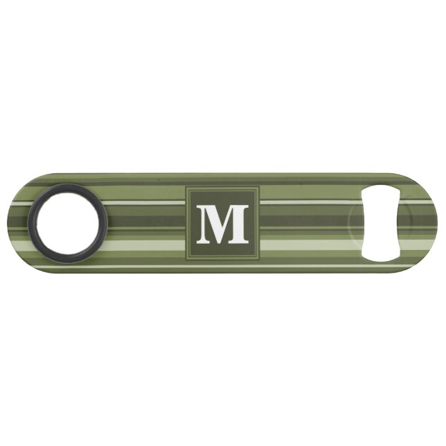 Oliven-Streifen in Monogramm Speed Flaschenöffner (Vorderseite (Horizontal))