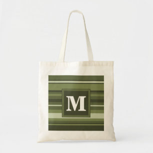 Oliven-Streifen in Monogramm Tragetasche