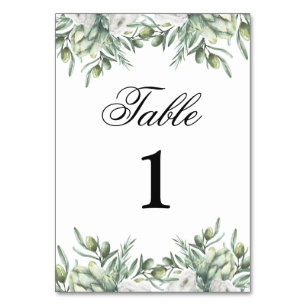 Oliven-Tisch-Nummer. Italienische Hochzeit. Sommer Tischnummer