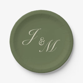 Oliven- und Beige-Hochzeitsempfangsplatten Pappteller