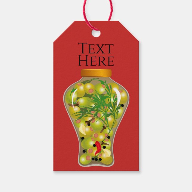 Oliven und Kräuter erhalten Infusionsrotes Grün Geschenkanhänger (Vorderseite)