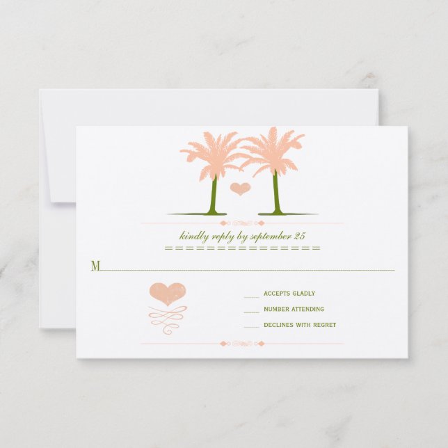 Oliven- und Peach-Beach-Typografie einladen RSVP Karte (Vorderseite)