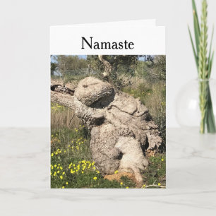 Olivenbaum in Yoga Position bearbeitbar Karte