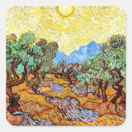 Olivenbäume (1889) Landschaft Art Vincent Van Gogh Quadratischer Aufkleber