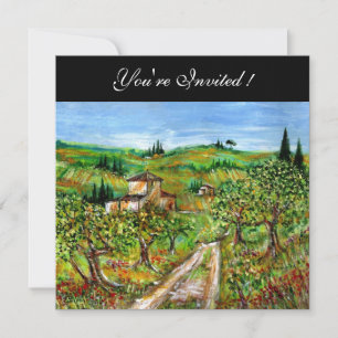 OLIVENBÄUME IN DER TUSKANIE, gelb-grün, schwarz Einladung