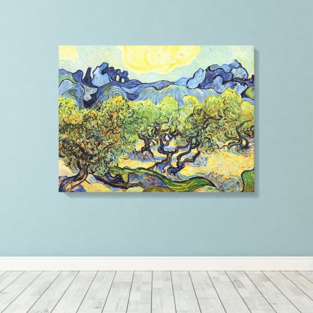 Olivenbäume mit Alpillen von Vincent van Gogh Leinwanddruck (Insitu (Holzboden))