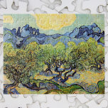 Olivenbäume mit Alpillen von Vincent van Gogh Puzzle<br><div class="desc">Olivenbäume mit den Alpen im Hintergrund von Vincent van Gogh ist ein Vintages Post-Impressionismus Landschaftsbild. Ein Obstgarten auf einem Bauernhof voller Olivenbäume mit Blick auf eine Bergkette in der Ferne. Es ist eine von mehr als einem Dutzend Olivenbäumen, die van Gogh während seines Aufenthalts im Süden Frankreichs gemalt hat. Über...</div>