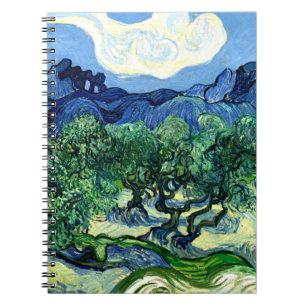 Olivenbäume mit Alpilles (1889) Van Gogh-Spirale Notizblock