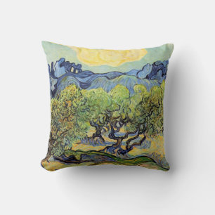 Olivenbäume mit Alpilles von Vincent van Gogh Kissen