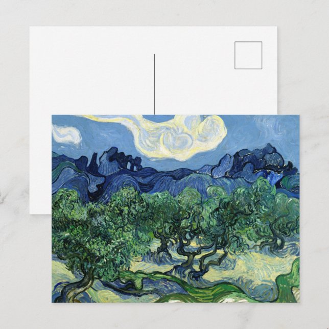 Olivenbäume mit den Alpen im Hintergrund Postkarte (Vorne/Hinten)