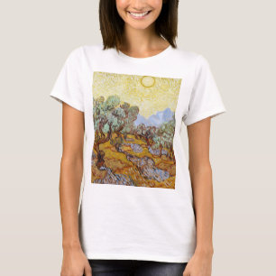 Olivenbäume mit gelbem Himmel und Sonne T-Shirt