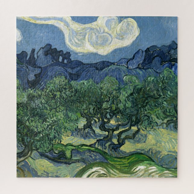 Olivenbäume nach Van Gogh Gemälde Art Puzzle (Vertikal)