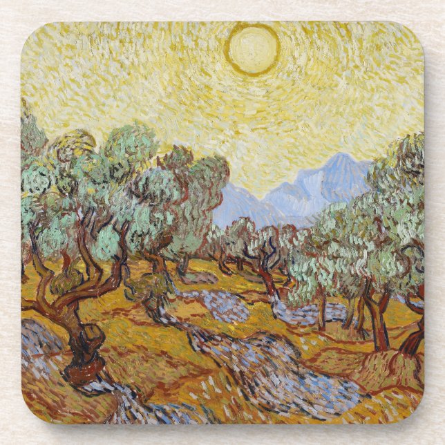 Olivenbäume Vincent van Goghs |, 1889 Getränkeuntersetzer (Vorderseite)
