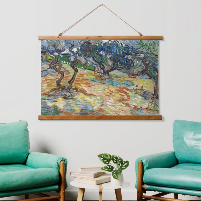 Olivenbäume von Vincent Van Gogh Wandteppich Mit Holzrahmen (Wohnzimmer)
