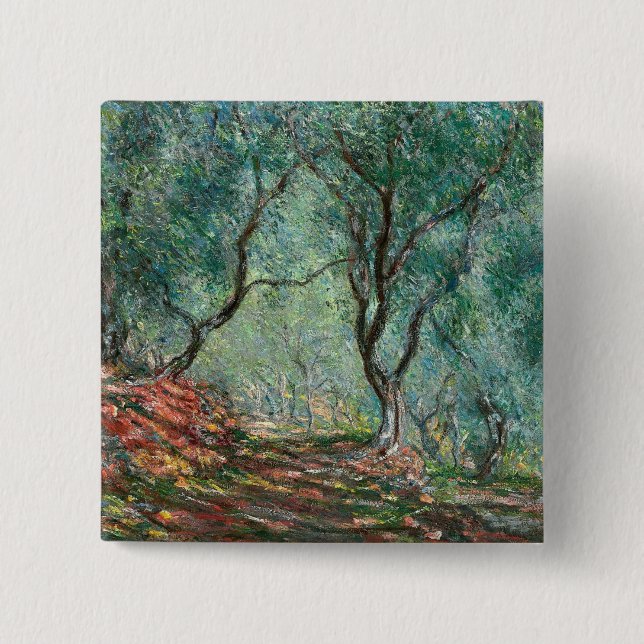 Olivenbaumholz im Moreno Gardens (von Monet) Button (Vorderseite)