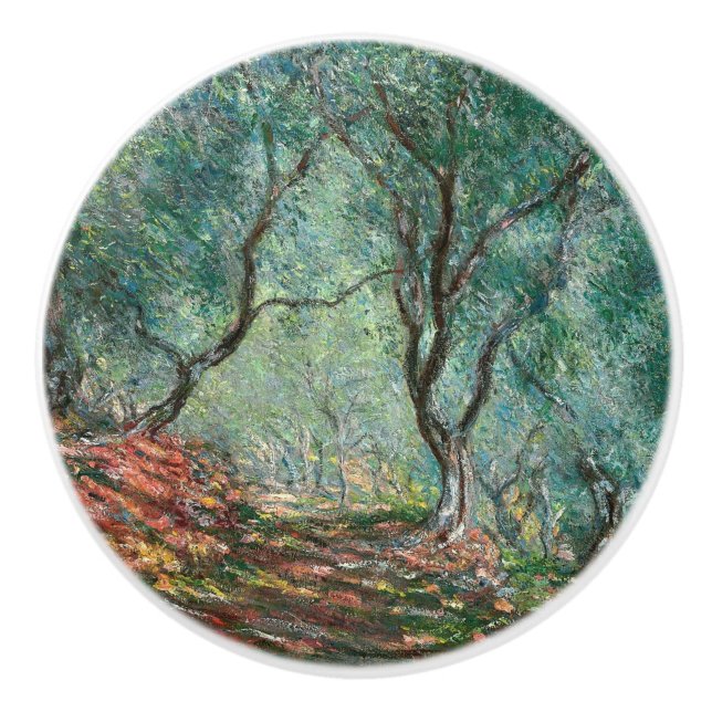 Olivenbaumholz im Moreno Gardens (von Monet) Keramikknauf (Vorderseite)