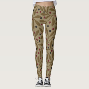 Olivenblatt-Beeren-Erde-Weidenzweig Leggings