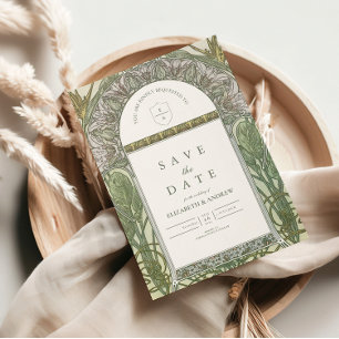 Olivenblatt-Bogen Art Nouveau Hochzeit Save The Date
