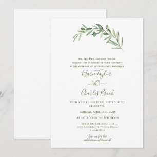 Olivenblatt-Hochzeitseinladung Einladung