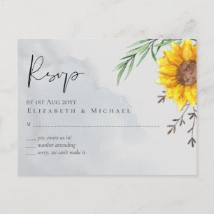 Olivenblätter Sonnenblumen Rustikale Hochzeit Postkarte
