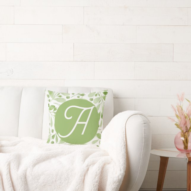 Olivenblätter und initiale Kissenhülle Kissen (Liege)