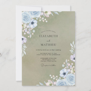 Olivenblaue Anemone Hochzeit Einladung