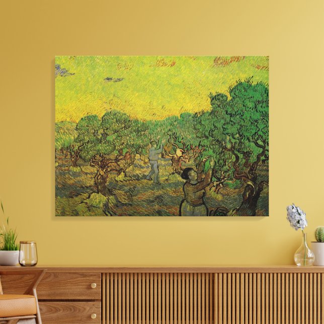 Olivenhaine mit Pickfiguren, Vincent van Gogh Leinwanddruck (Insitu (Wohnzimmer))