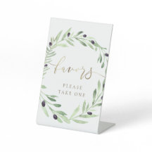 Olivenkranz in Aquarellfarbe begünstigt Schild